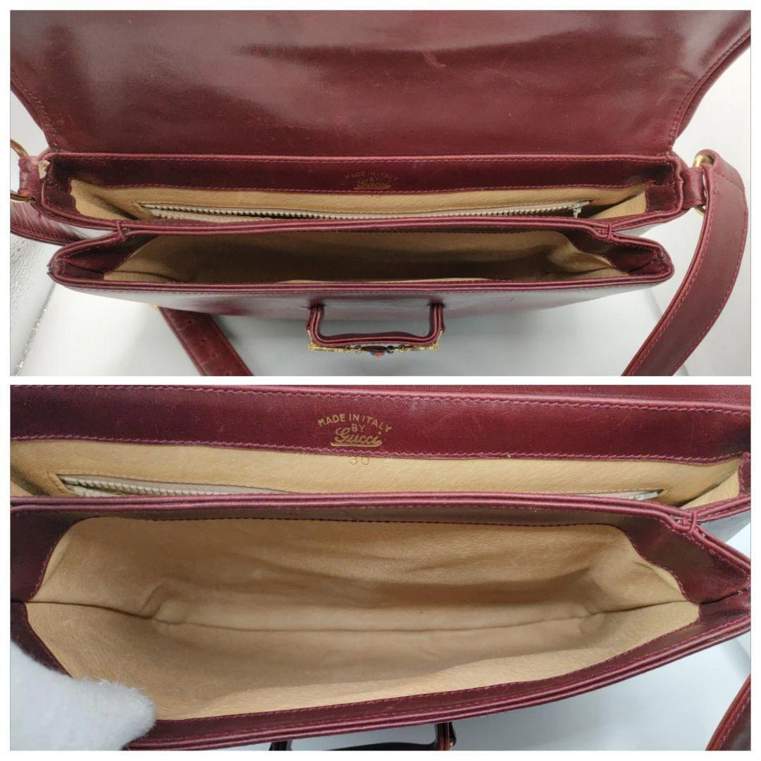 Gucci Burgundy Leather Two Way Purse w Enamel & Gold GG Clasp!