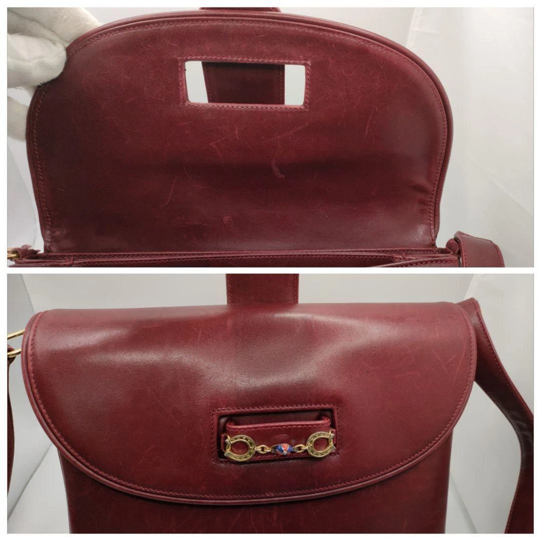 Gucci Burgundy Leather Two Way Purse w Enamel & Gold GG Clasp!