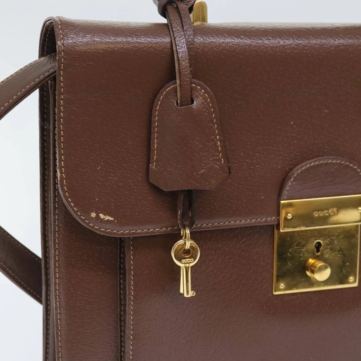 Gucci camel leather original 'Lady Lock style' two-way bag