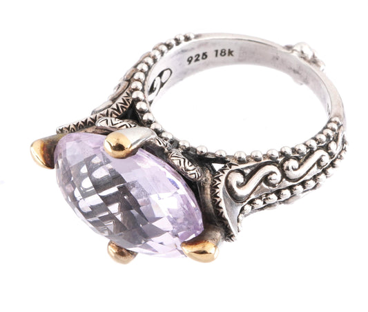 Bixby amethyst in sterling &18K size 8 ring