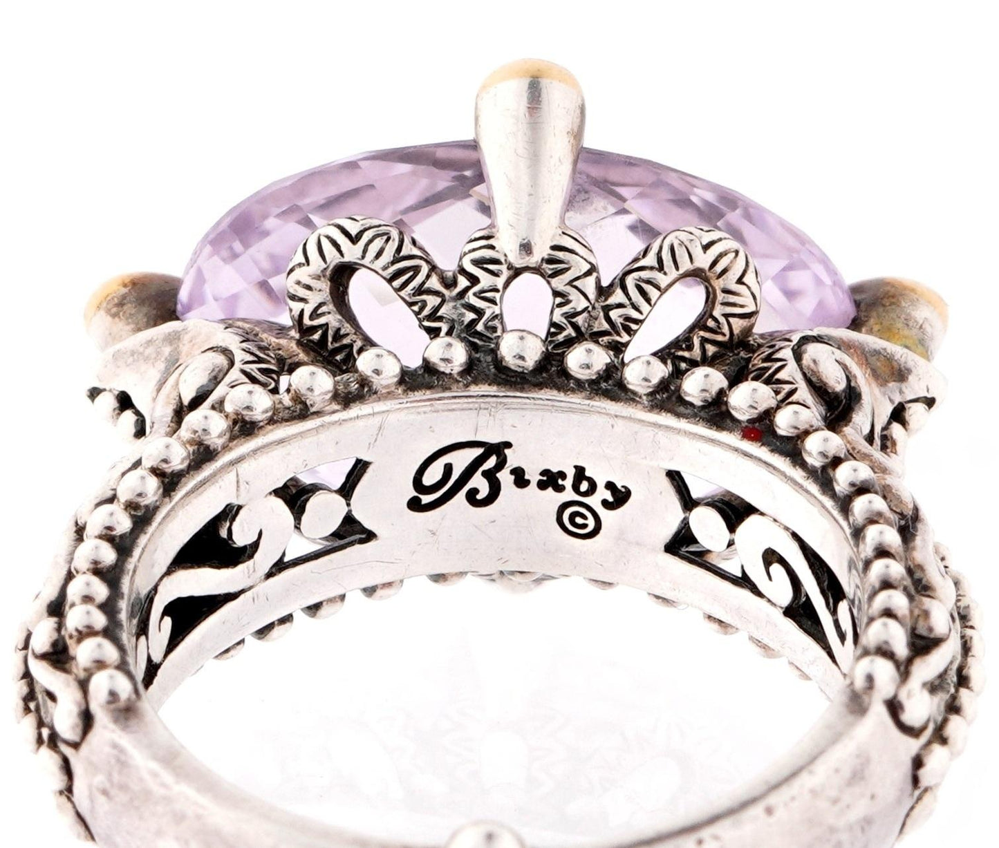 Bixby amethyst in sterling &18K size 8 ring