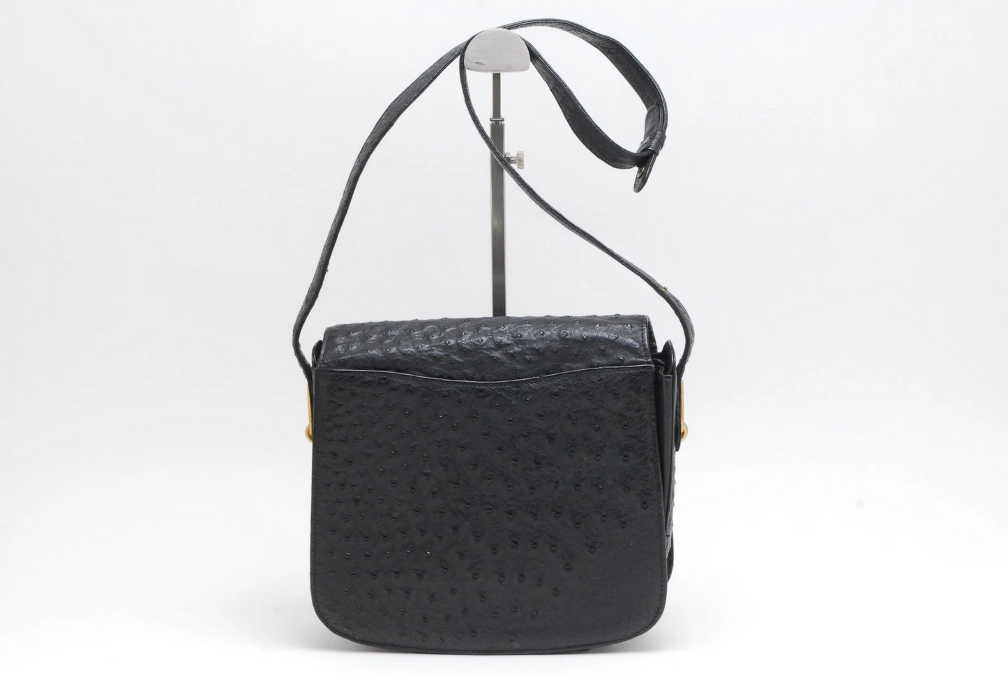 Gucci RARE black ostrich leather saddle bag in mint condition