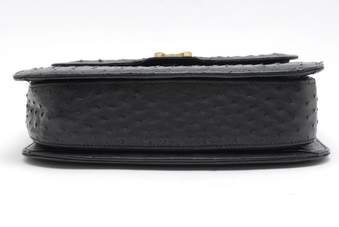 Gucci RARE black ostrich leather saddle bag in mint condition