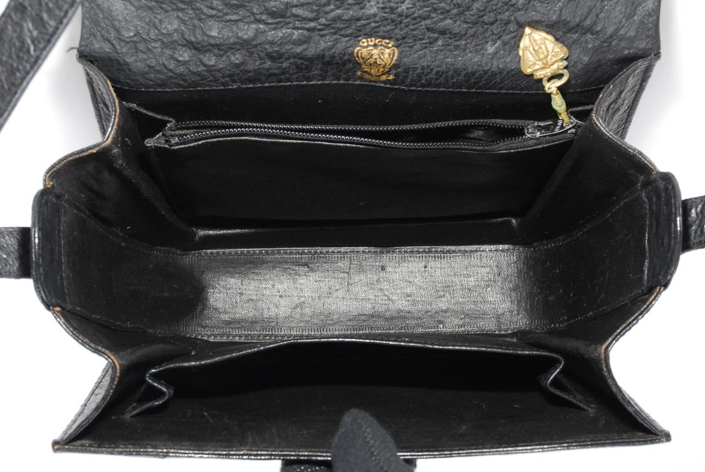 Gucci RARE black ostrich leather saddle bag in mint condition