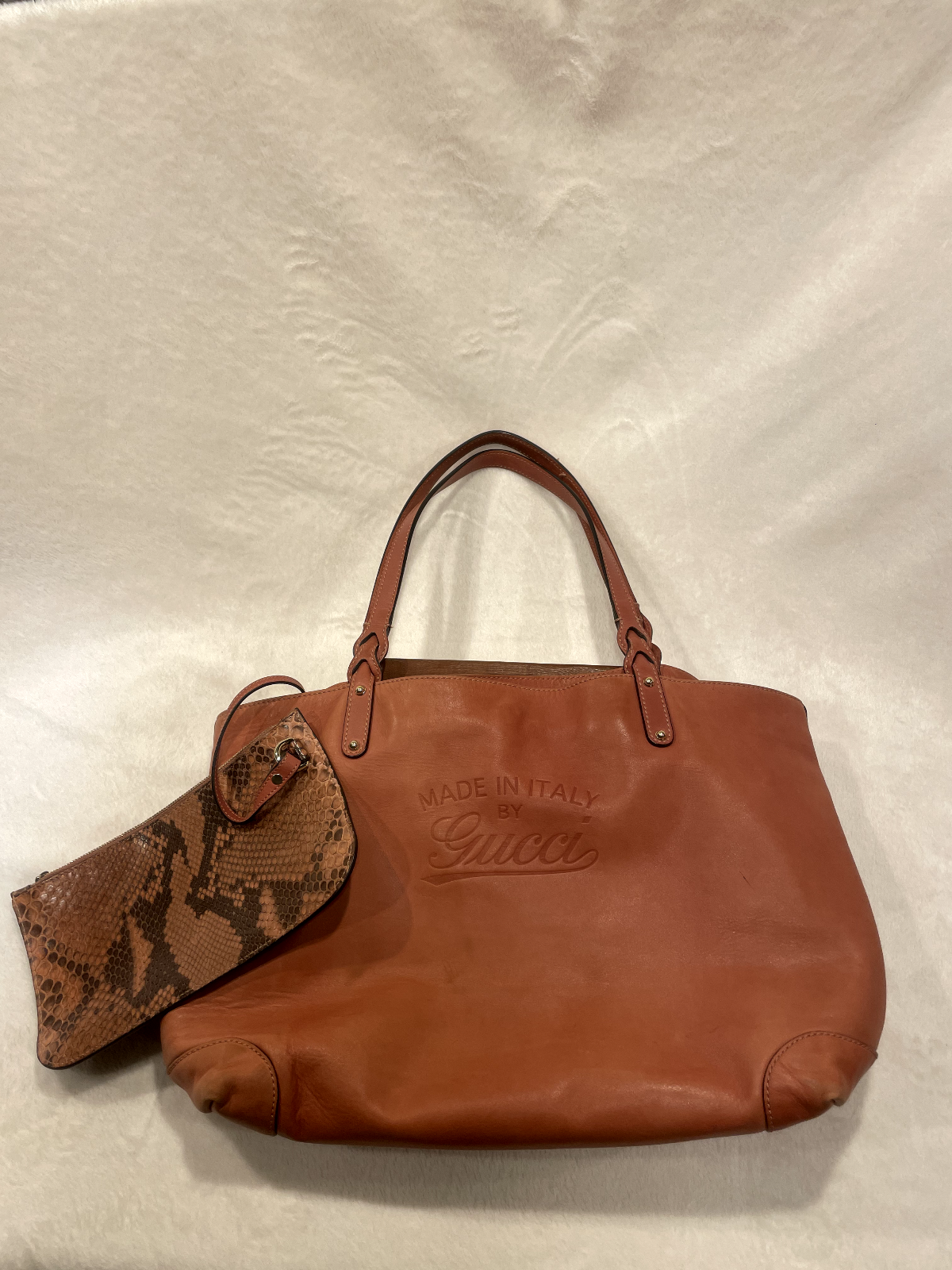 Gucci Bag Guccissima Print Brown And Gg Leather Tote