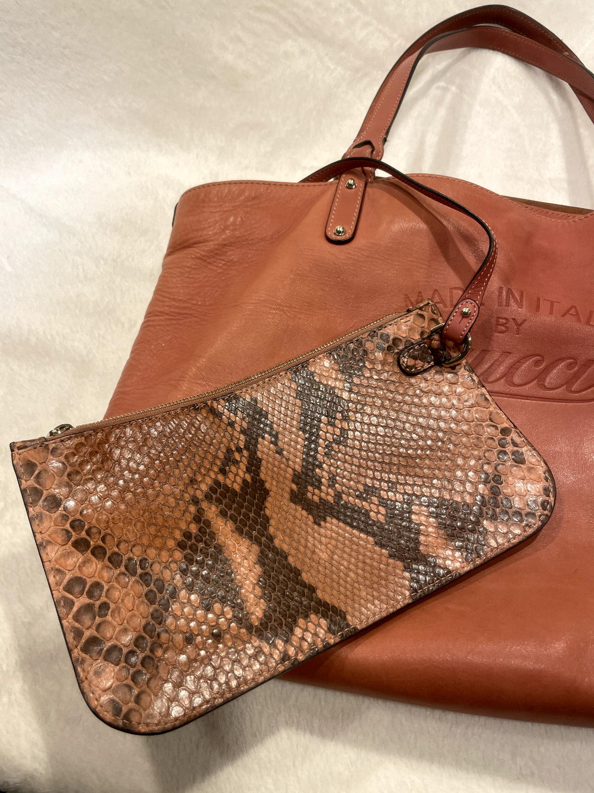 Gucci Bag Guccissima Print Brown And Gg Leather Tote