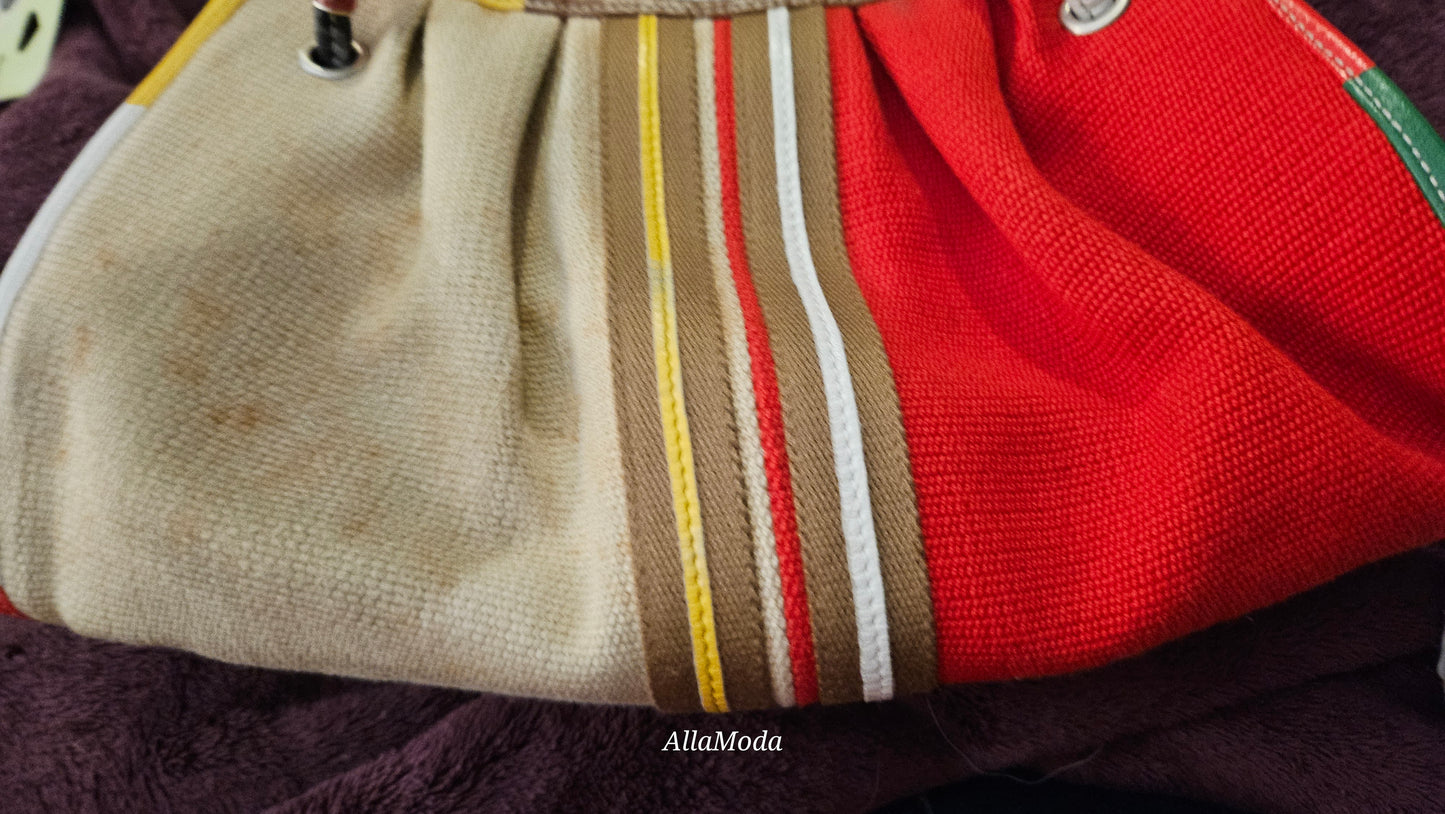 Bottega Veneta Red Yellow Green & Brown Color Block Satchel