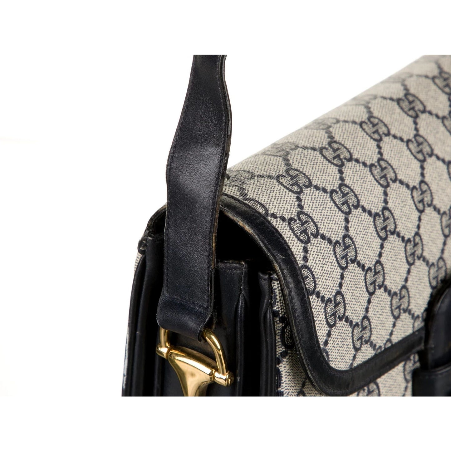 Gucci navy Guccissima leather 1955 Horse-bit shoulder bag