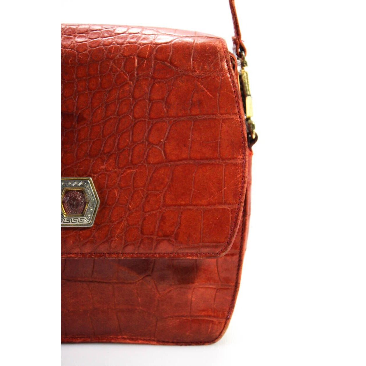 Vintage Gianni Versace red crocodile cross body bag