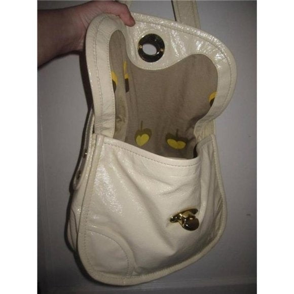 Marc Jacobs, NWT, ivory patent leather and gold, large, satchel, shoulder purse