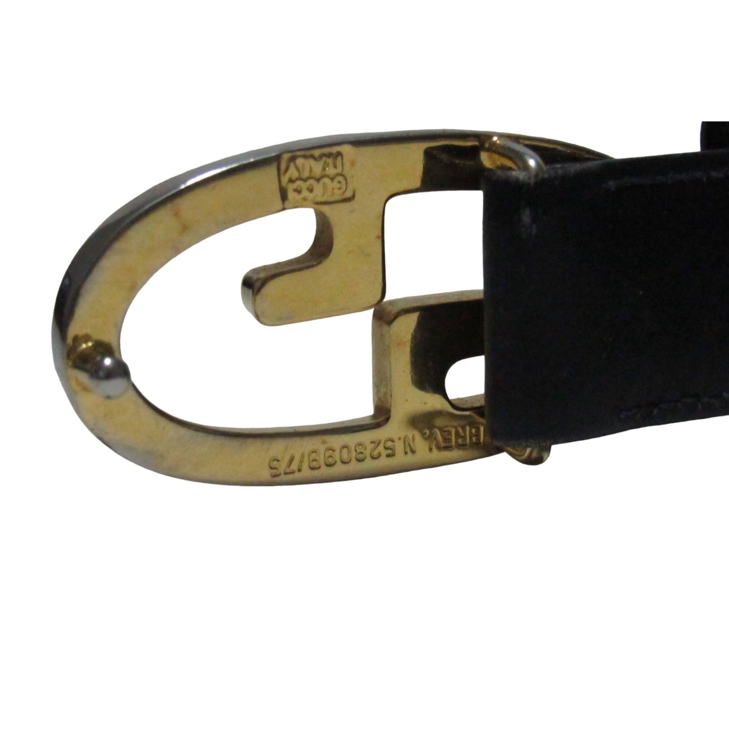 Gucci navy Guccissima leather belt w two- tone GG logo buckle