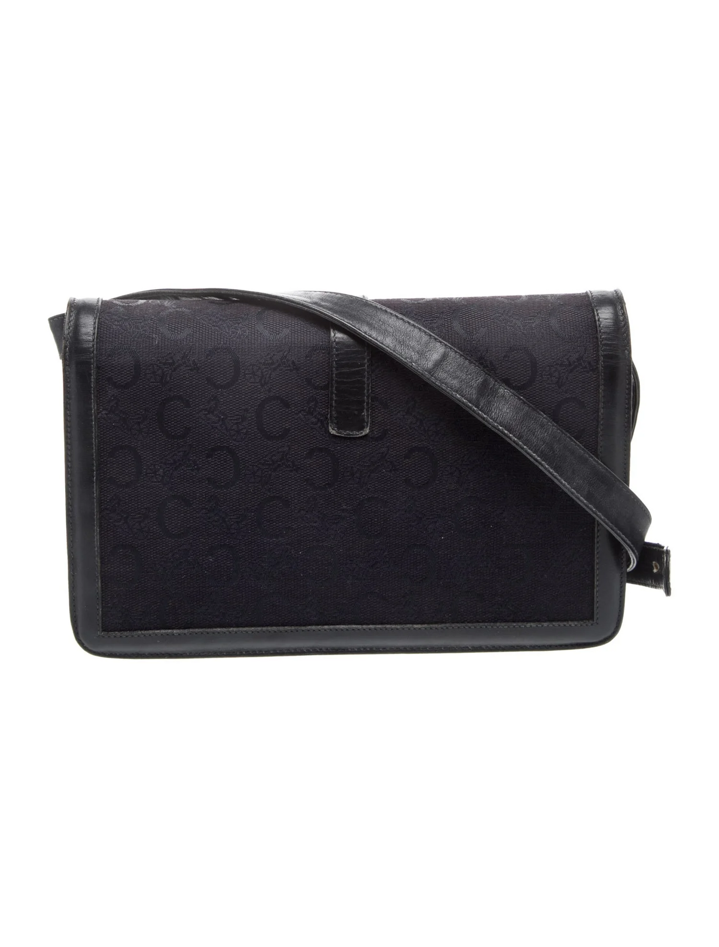 Celine Blue Canvas Macadam Print Two-way Shoulder Bag with Leather Trim