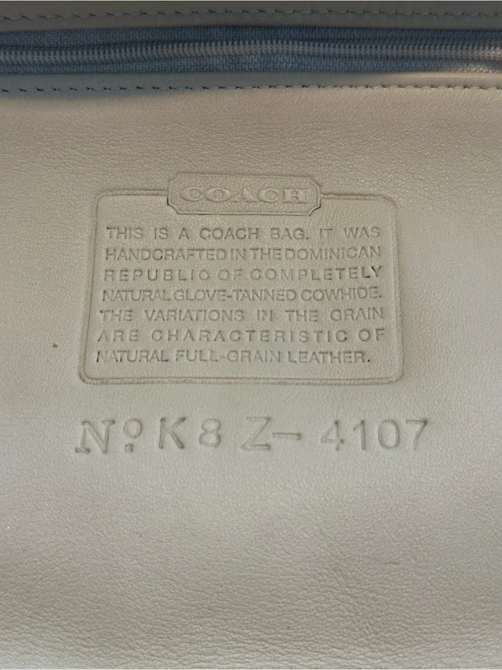 Coach natural leather with brass top zip #4107 mini bucket cross body