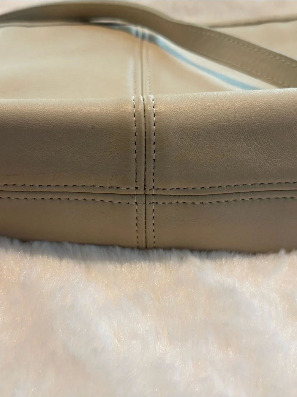 Coach natural leather with brass top zip #4107 mini bucket cross body
