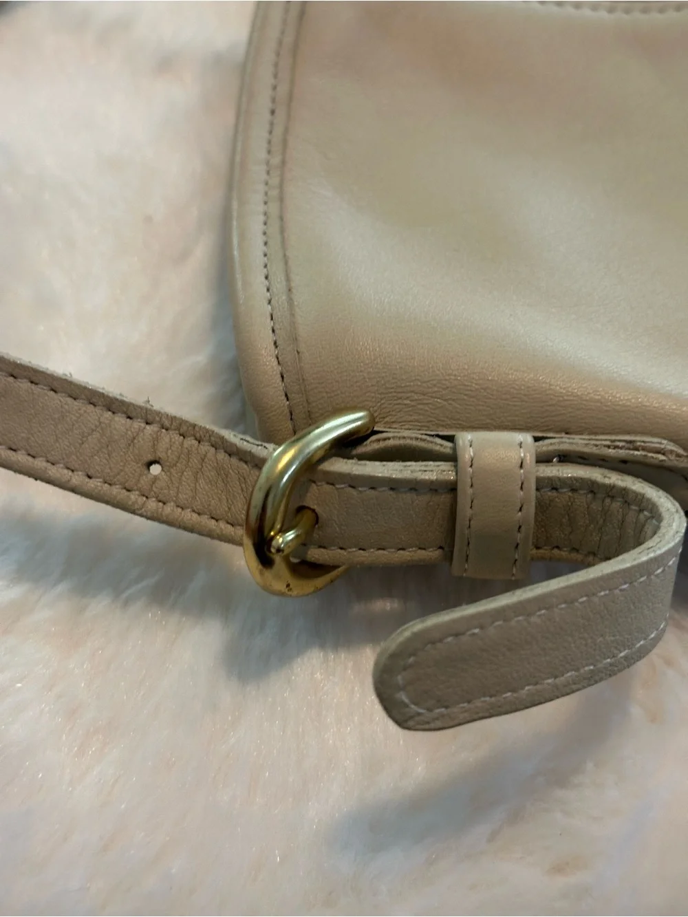 Coach natural leather with brass top zip #4107 mini bucket cross body