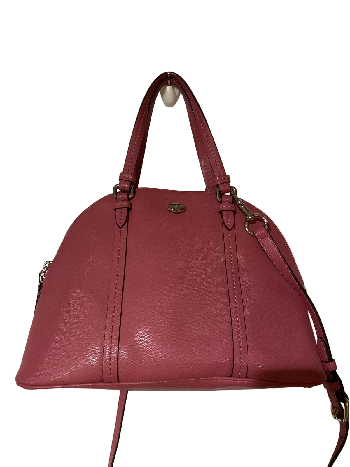 Coach dark pink leather domed top two-way Peyton satchel
