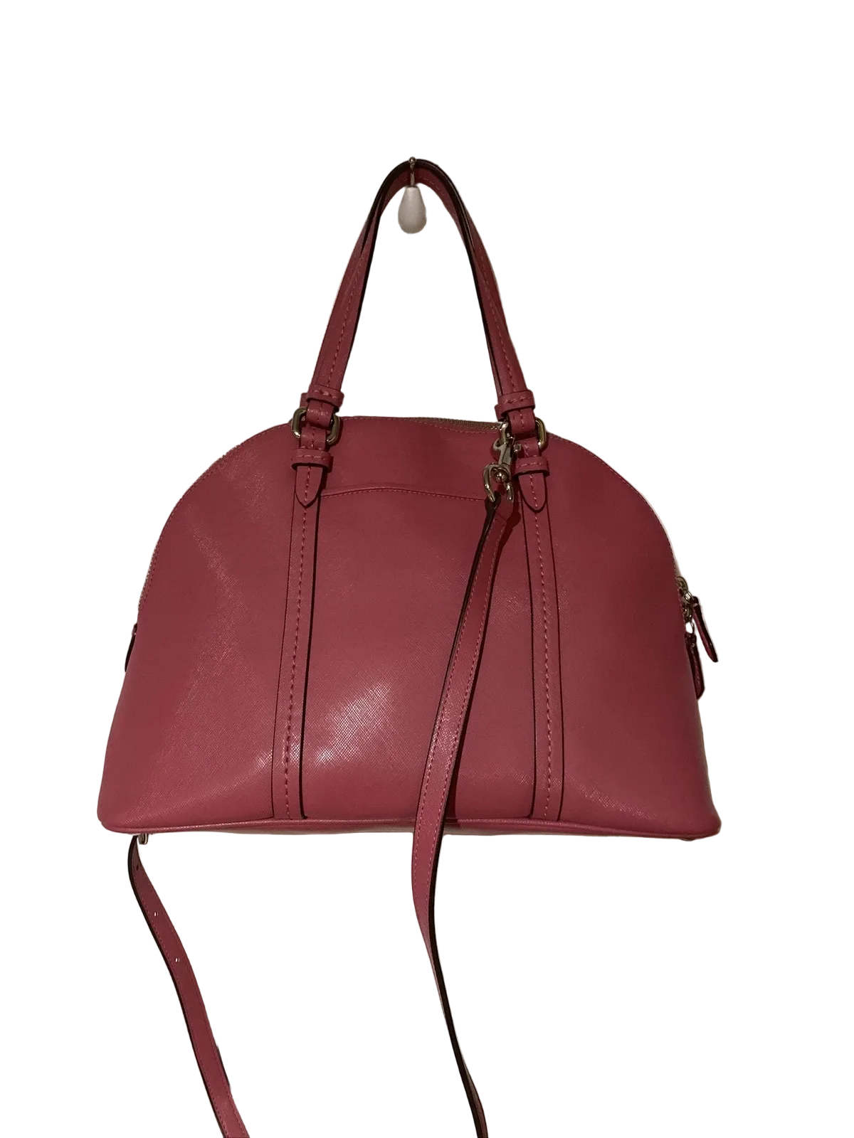 Coach dark pink leather domed top two-way Peyton satchel