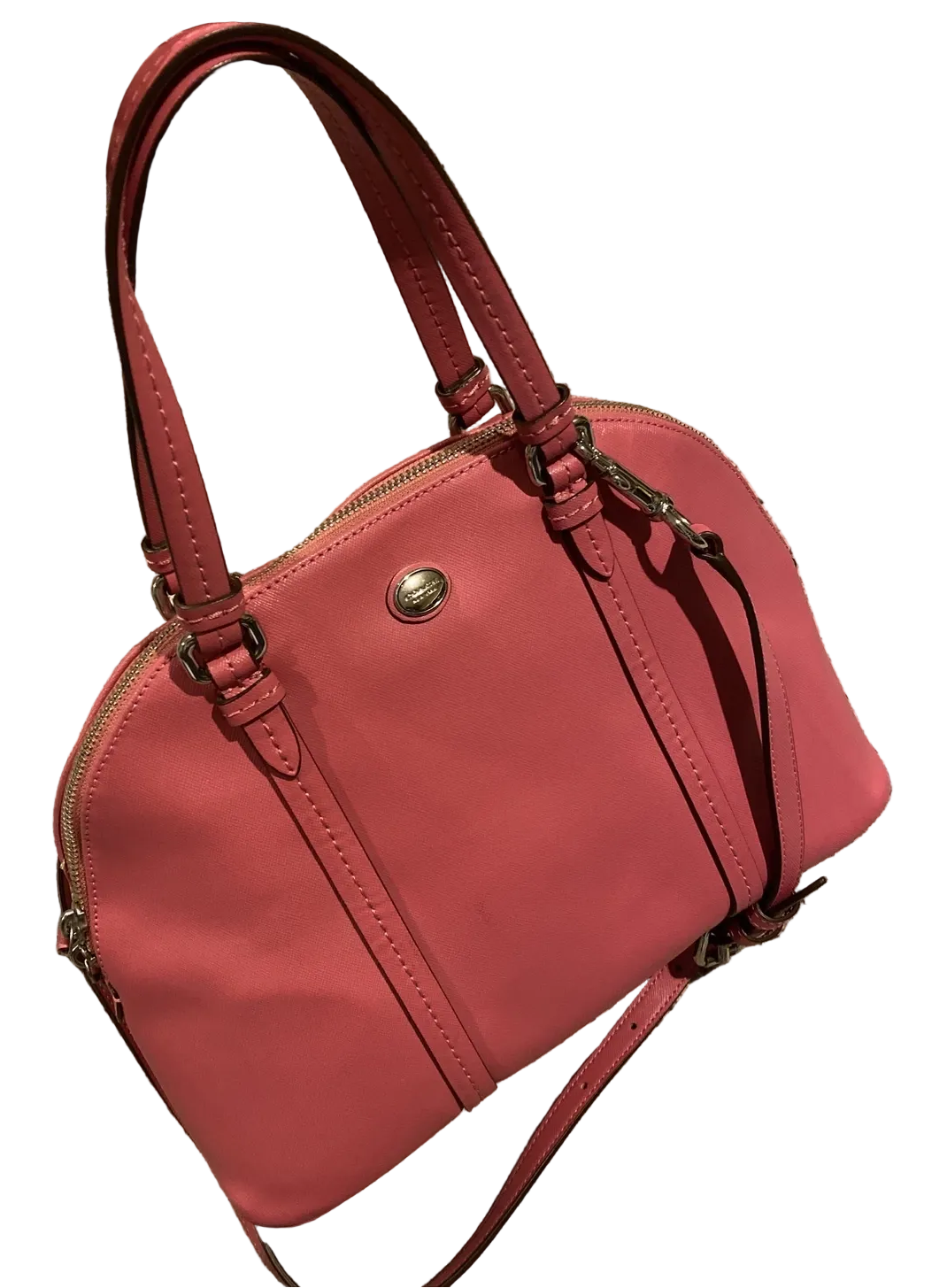 Coach dark pink leather domed top two-way Peyton satchel