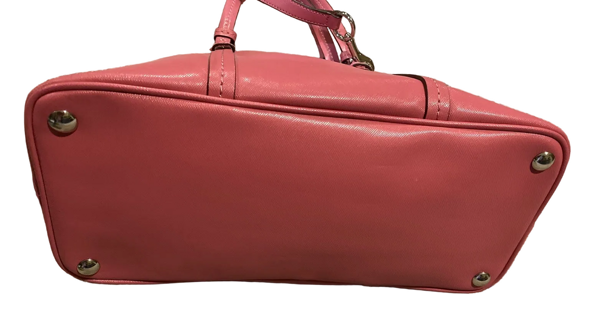 Coach dark pink leather domed top two-way Peyton satchel