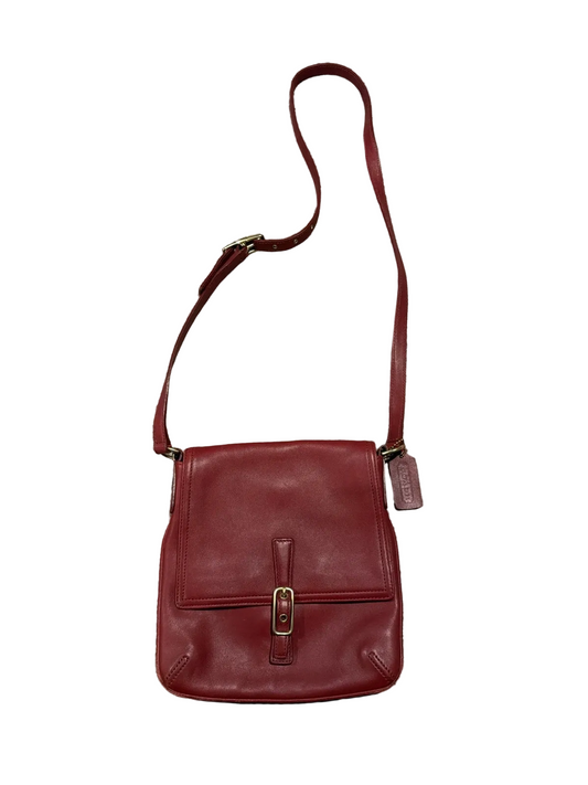 Coach 9592 red leather vintage cross body with brass hardware