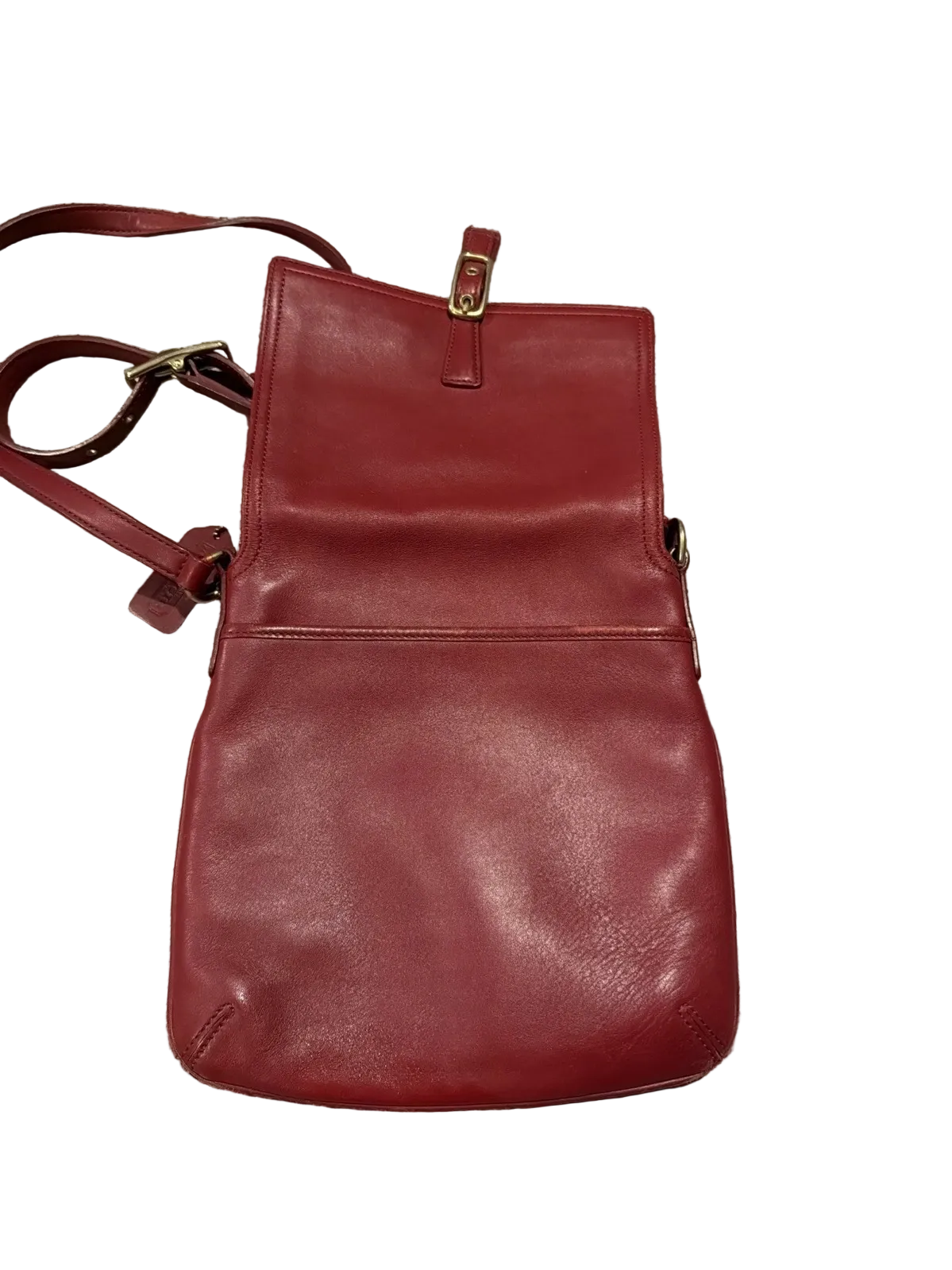 Coach 9592 red leather vintage cross body with brass hardware