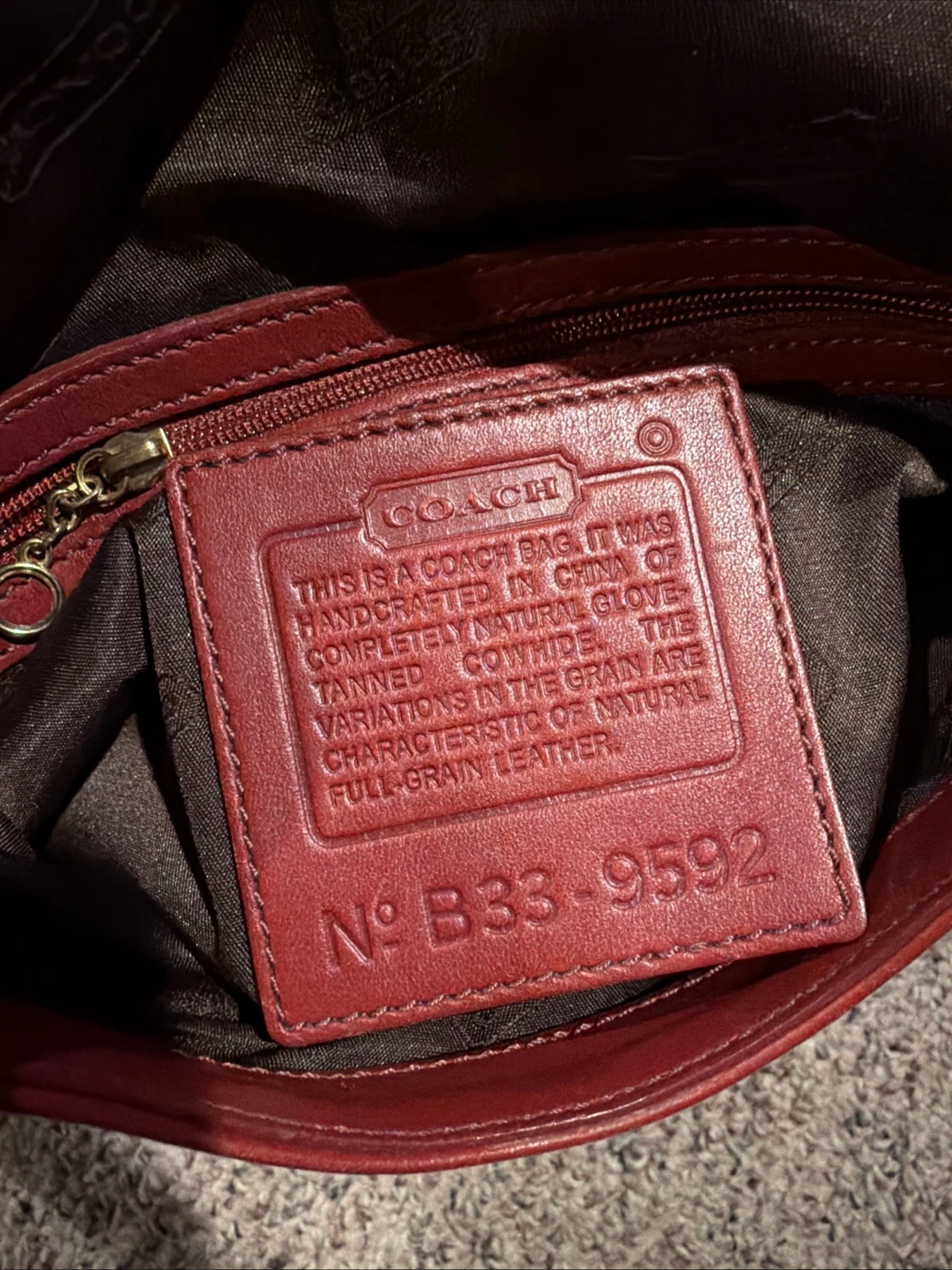 Coach 9592 red leather vintage cross body with brass hardware