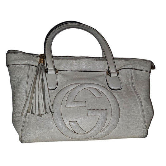 Gucci Soho Ivory Leather Satchel with XL Tassel & Strap