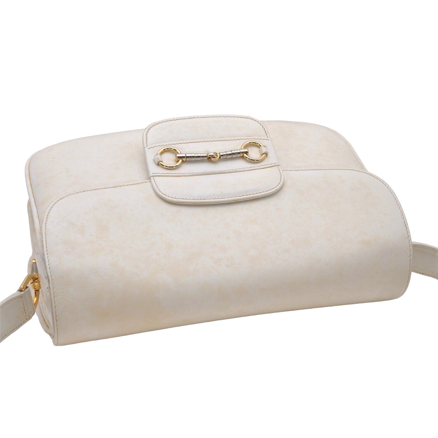 Gucci Ivory Leather 1955 Horse-bit Shoulder bag with two-tone hardware