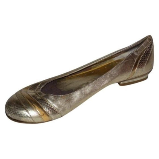 BCBGMaxAzria Textured Gold Silver Metallic Ballet