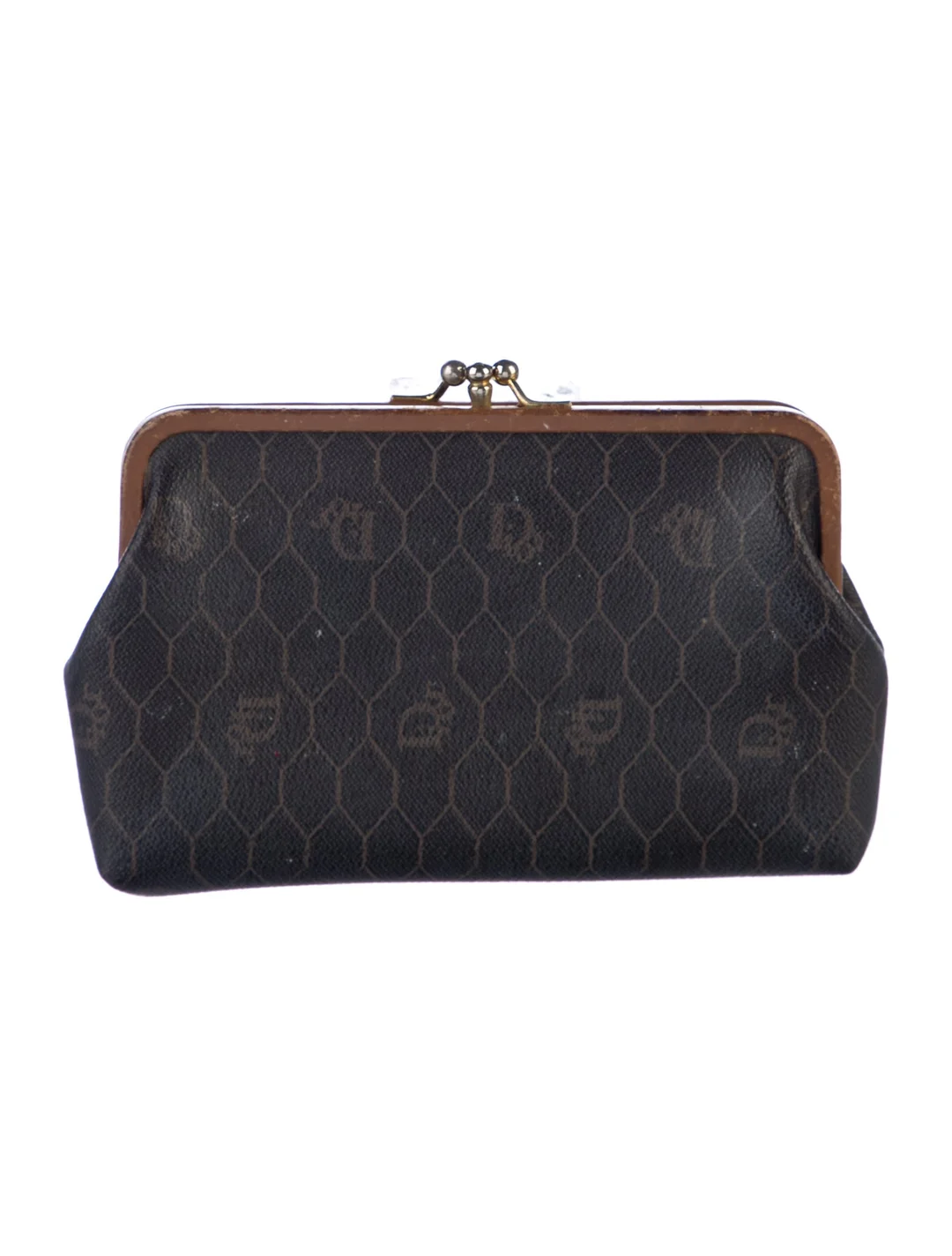 Christian Dior Black Honeycomb Print Evening Bag