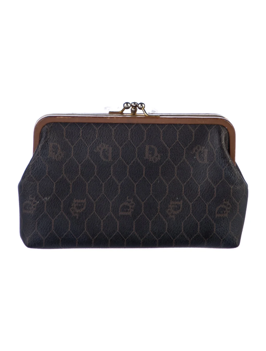 Christian Dior Black Honeycomb Print Evening Bag