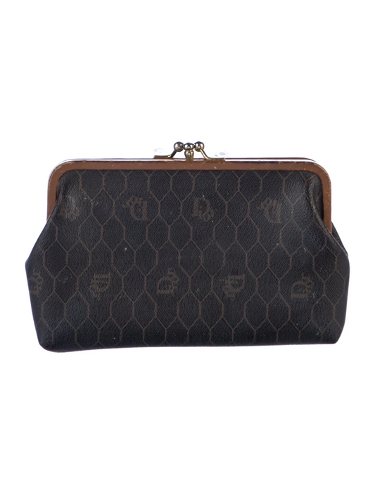 Christian Dior Black Honeycomb Print Evening Bag