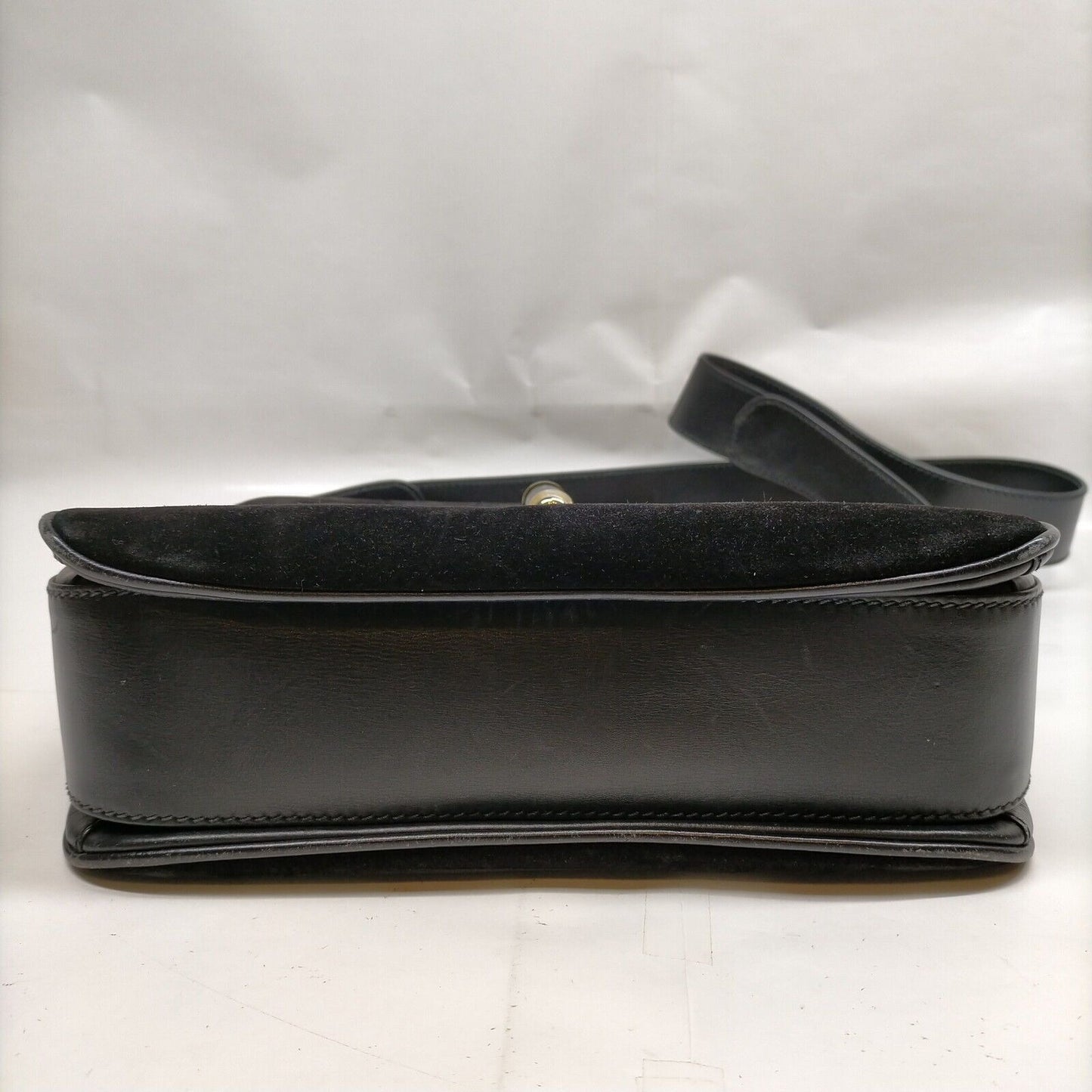 Gucci black leather and suede 1947 Bamboo two-way purse