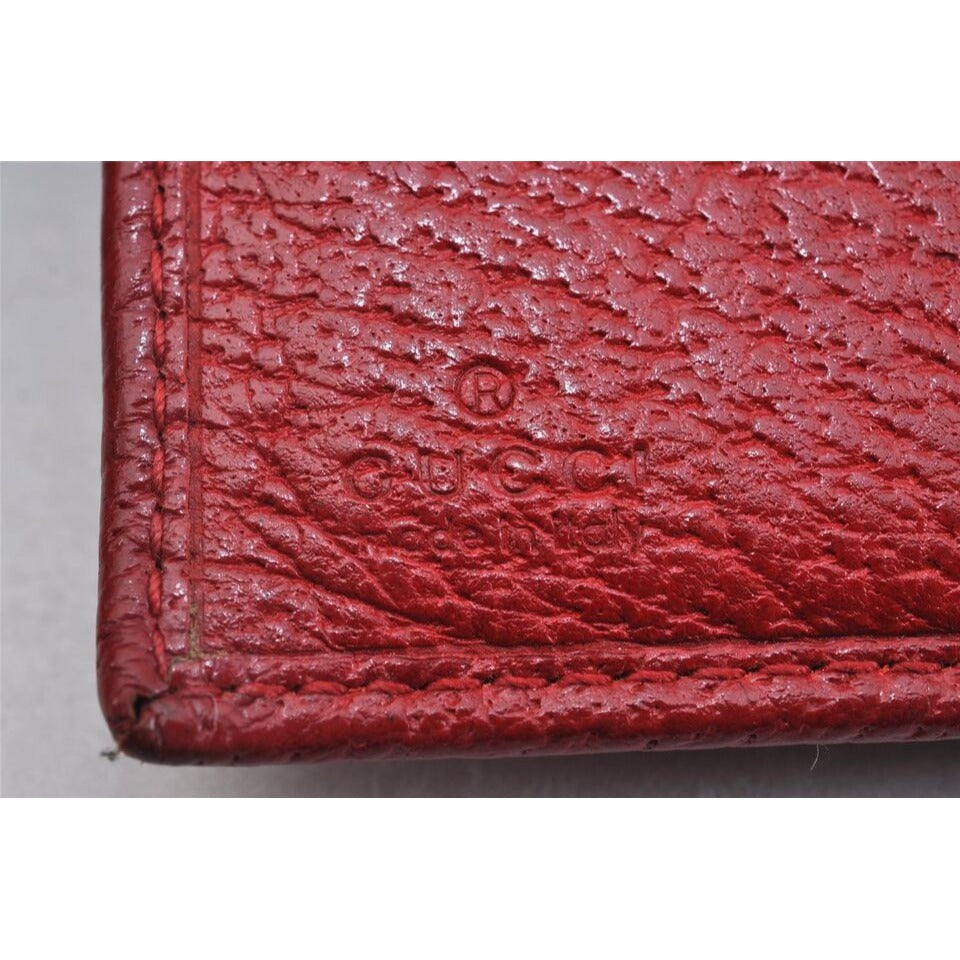 Gucci red leather wallet w square silver G clasp