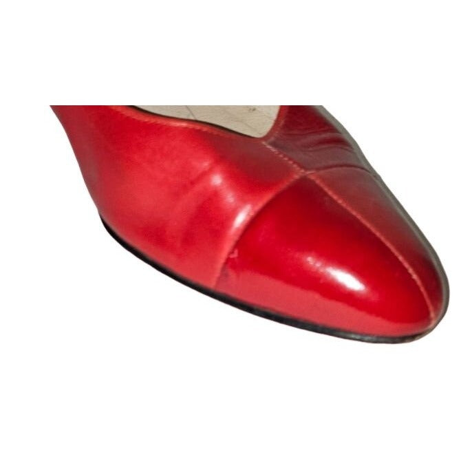 Ferragamo red two-tone leather slingback 7.5B