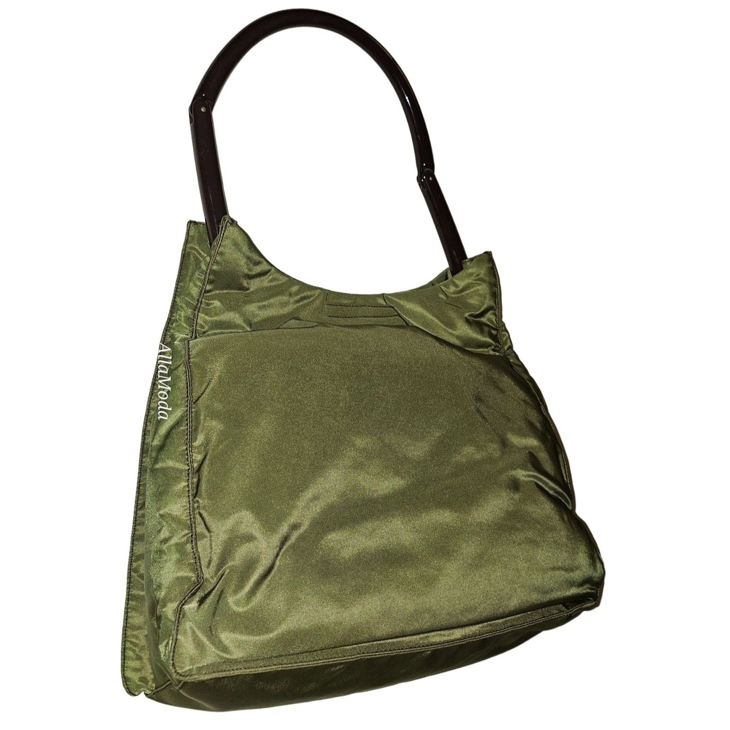 Prada olive nylon 1990's re-edition hobo with a Lucite strap