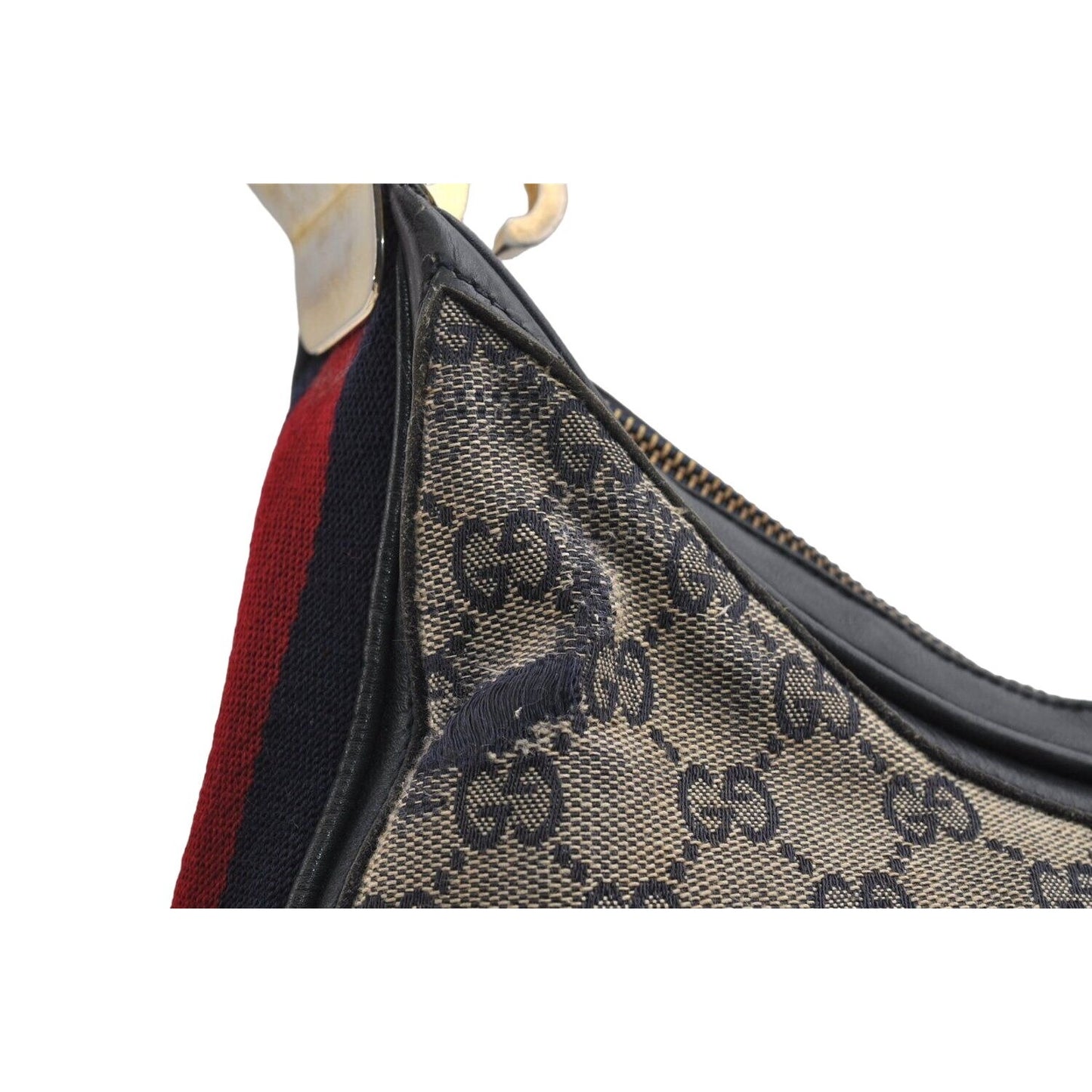 Gucci blue Guccissima print Attache hobo w Sherry stripe