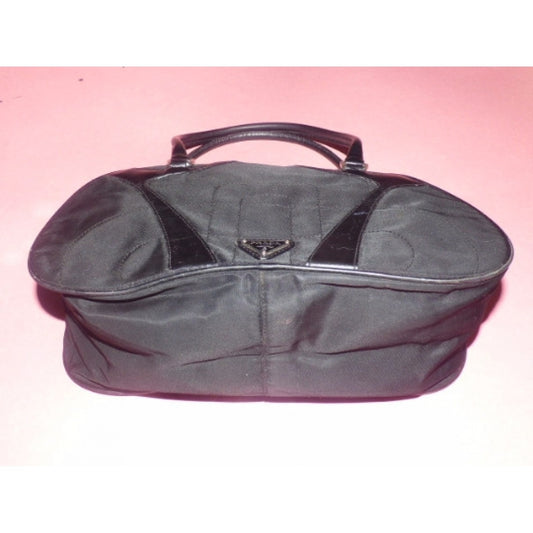 Prada 1990's black leather bowling handbag