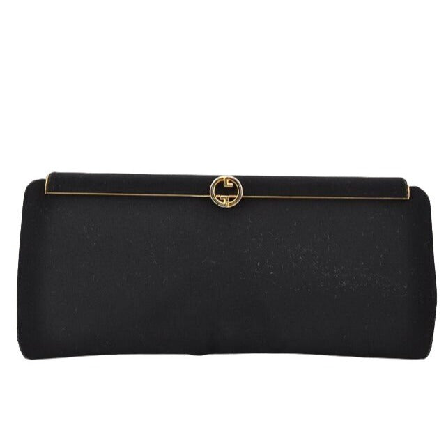 1960's Gucci mod black silk interlocking GG clutch purse