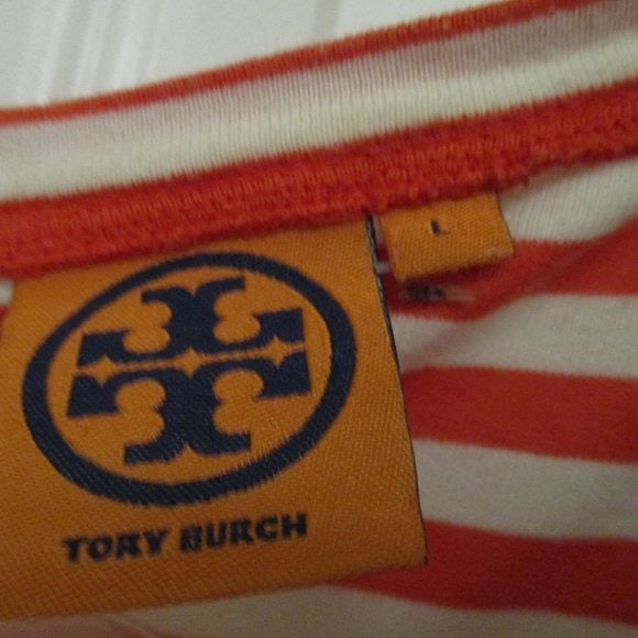 *Tory Burch Black Orange Striped Long Sleeve Tee