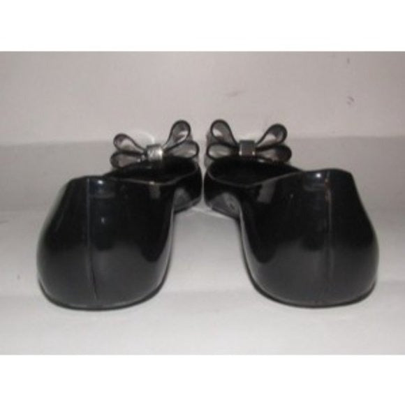 Kate Spade Black Patent Leather Flats w Exaggerated Bow