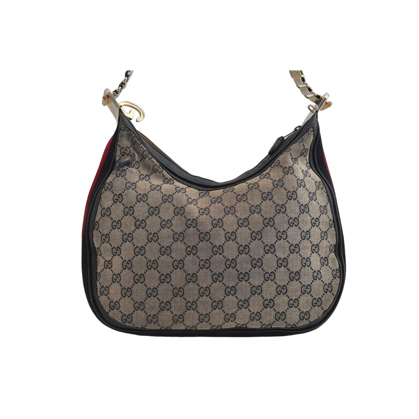 Gucci blue Guccissima print Attache hobo w Sherry stripe