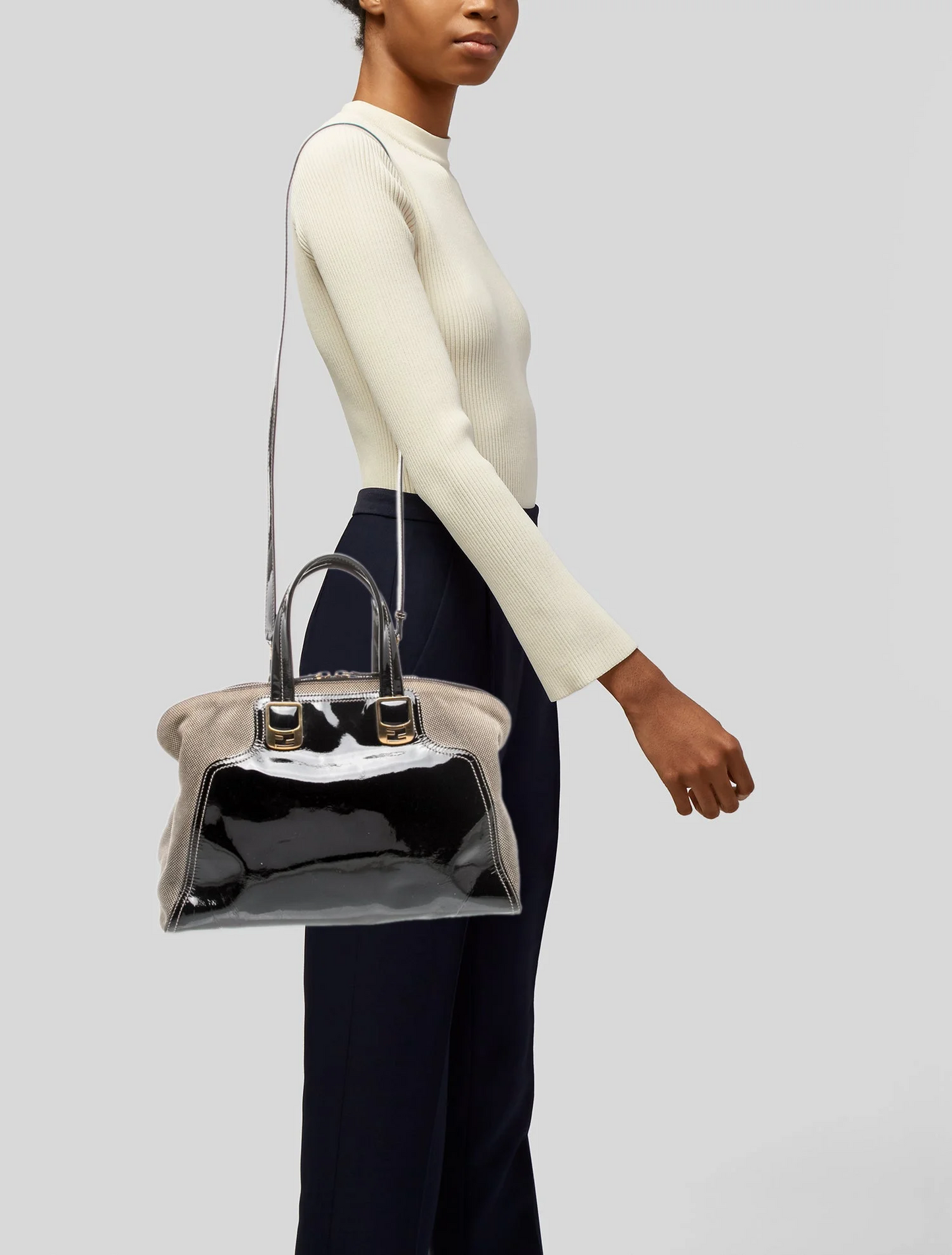 Fendi Zucca FF color block two-way chameleon top handle bag