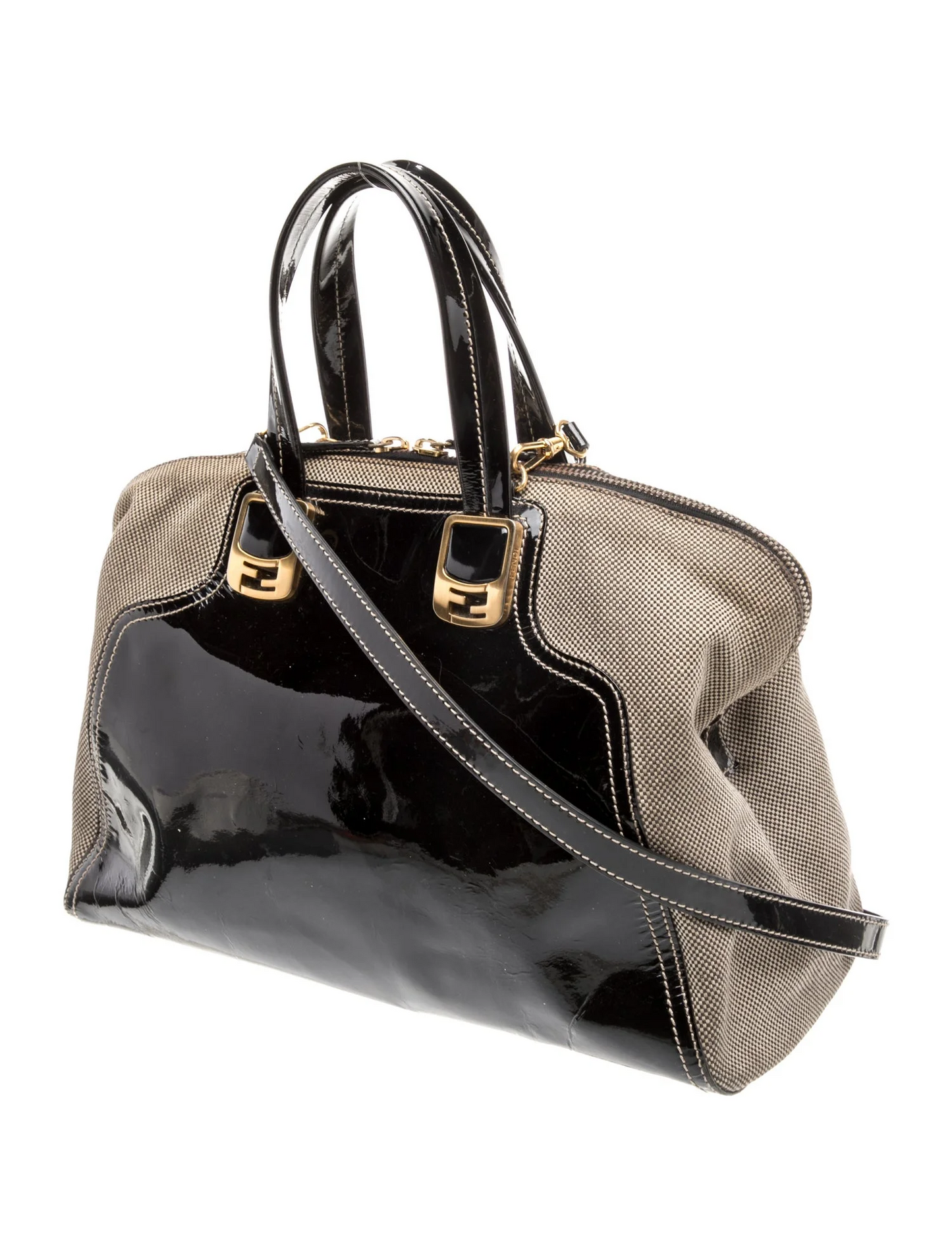 Fendi Zucca FF color block two-way chameleon top handle bag