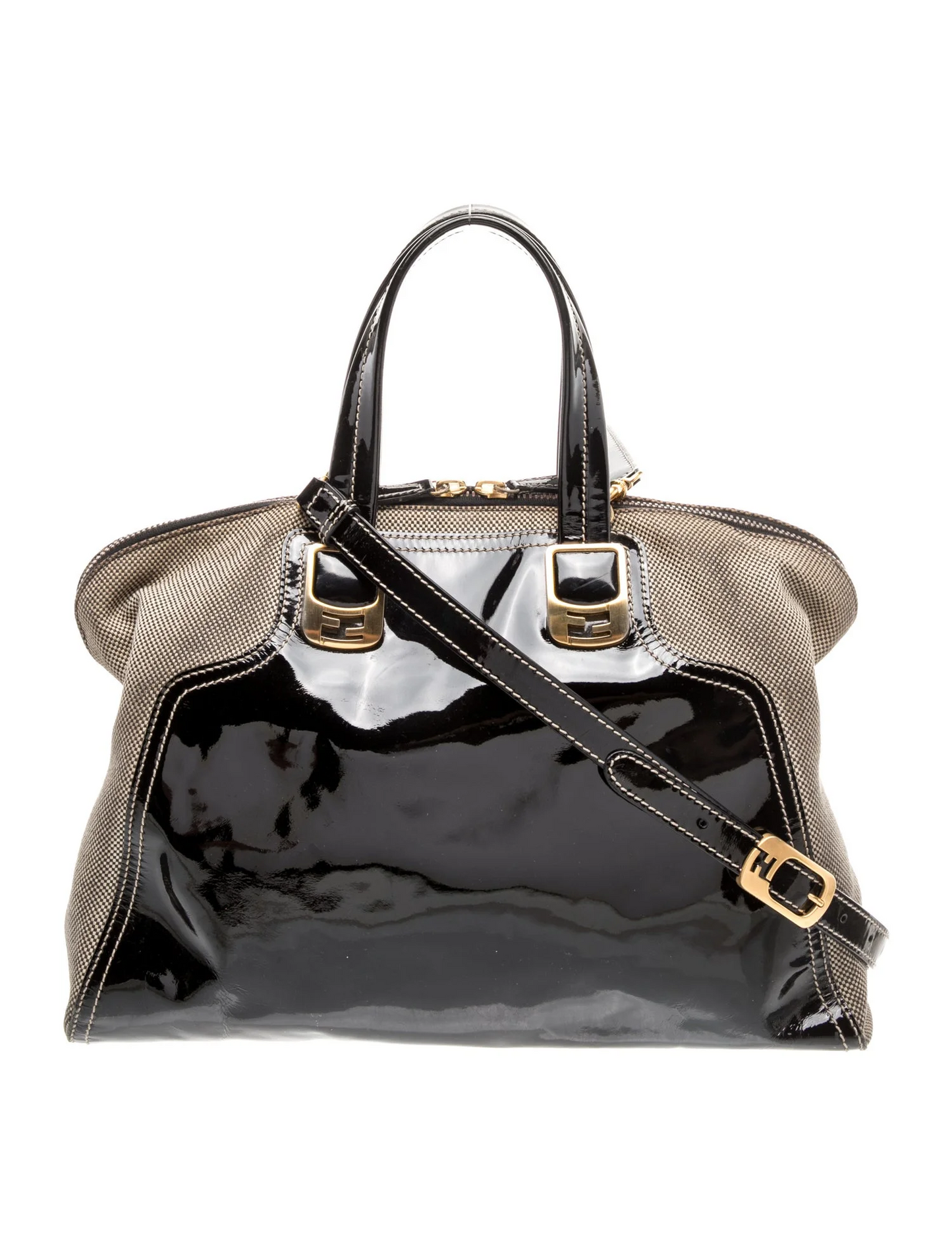 Fendi Zucca FF color block two-way chameleon top handle bag