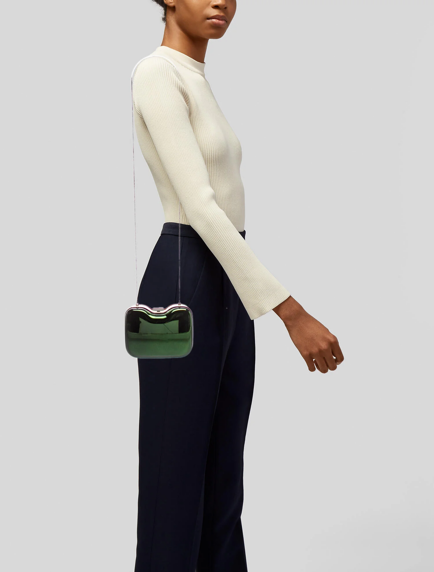 Fendi green Lucite & pony hair two-way minaudiere