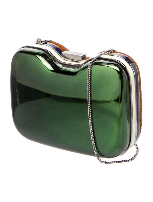 Fendi green Lucite & pony hair two-way minaudiere
