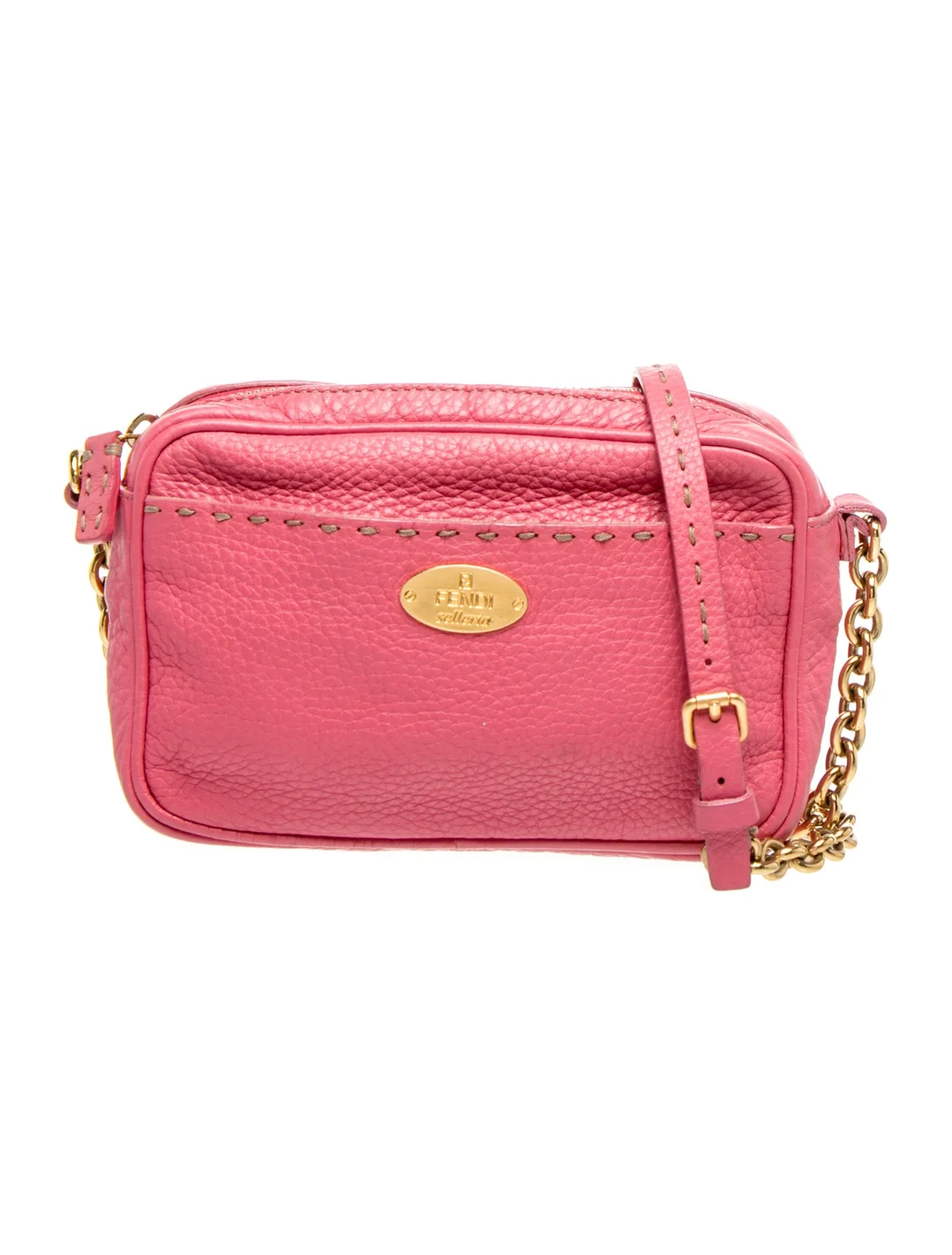 Fendi pink selleria leather cross body