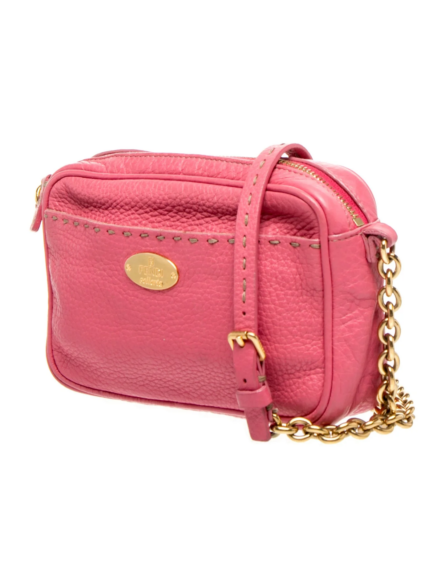 Fendi pink selleria leather cross body