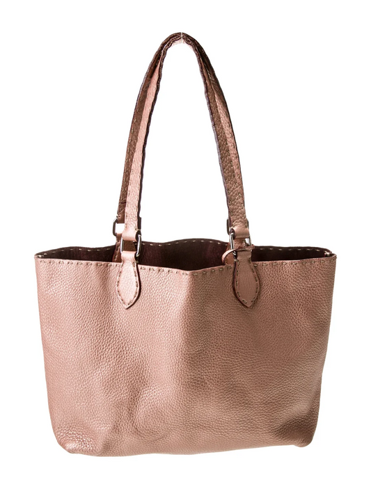 Fendi metallic pink selleria tote bag